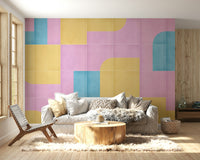 Muted color retro wall mural

