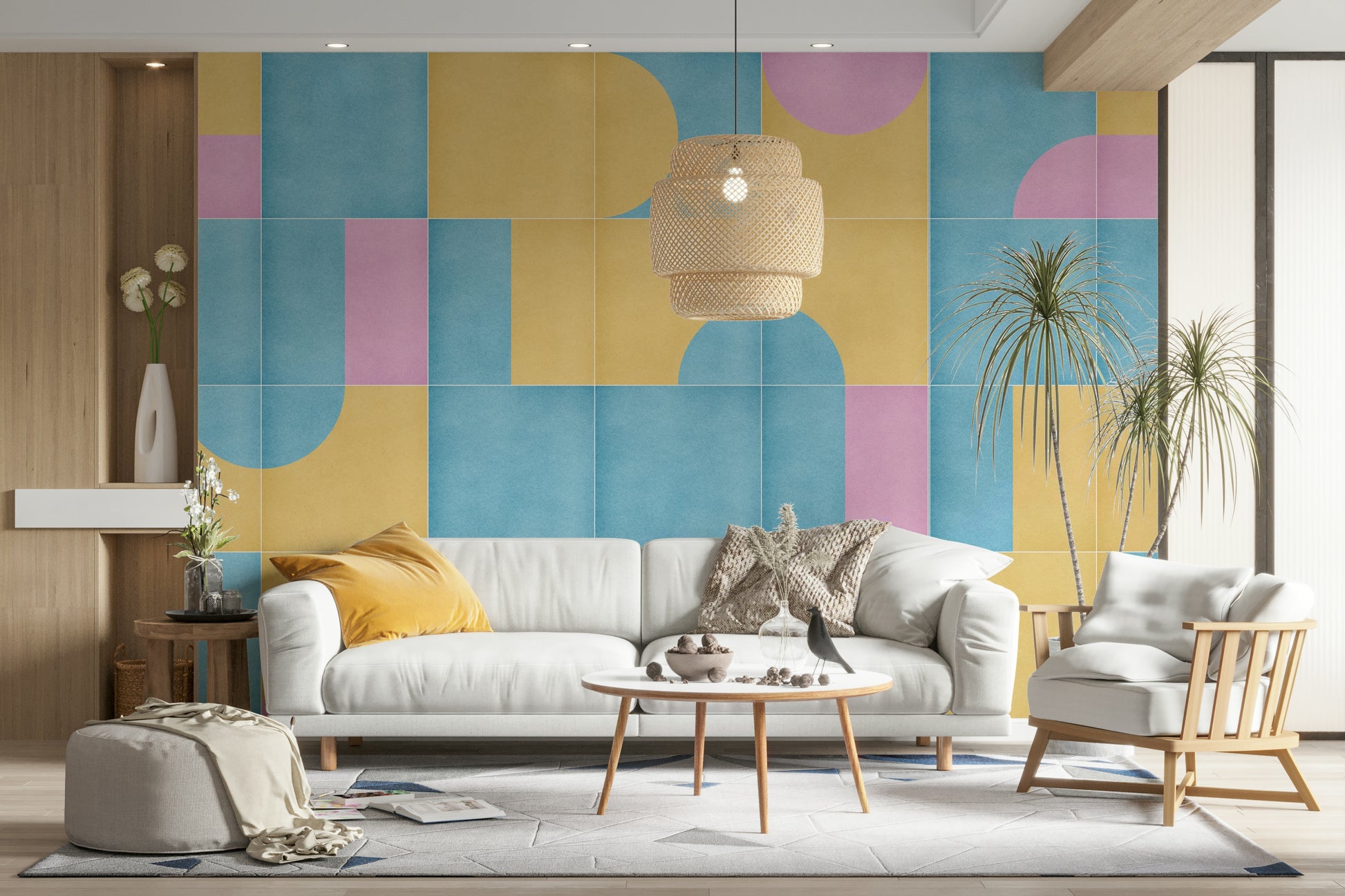 Decorative retro patchwork mural

