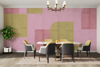 Wall mural with classic tile block print

