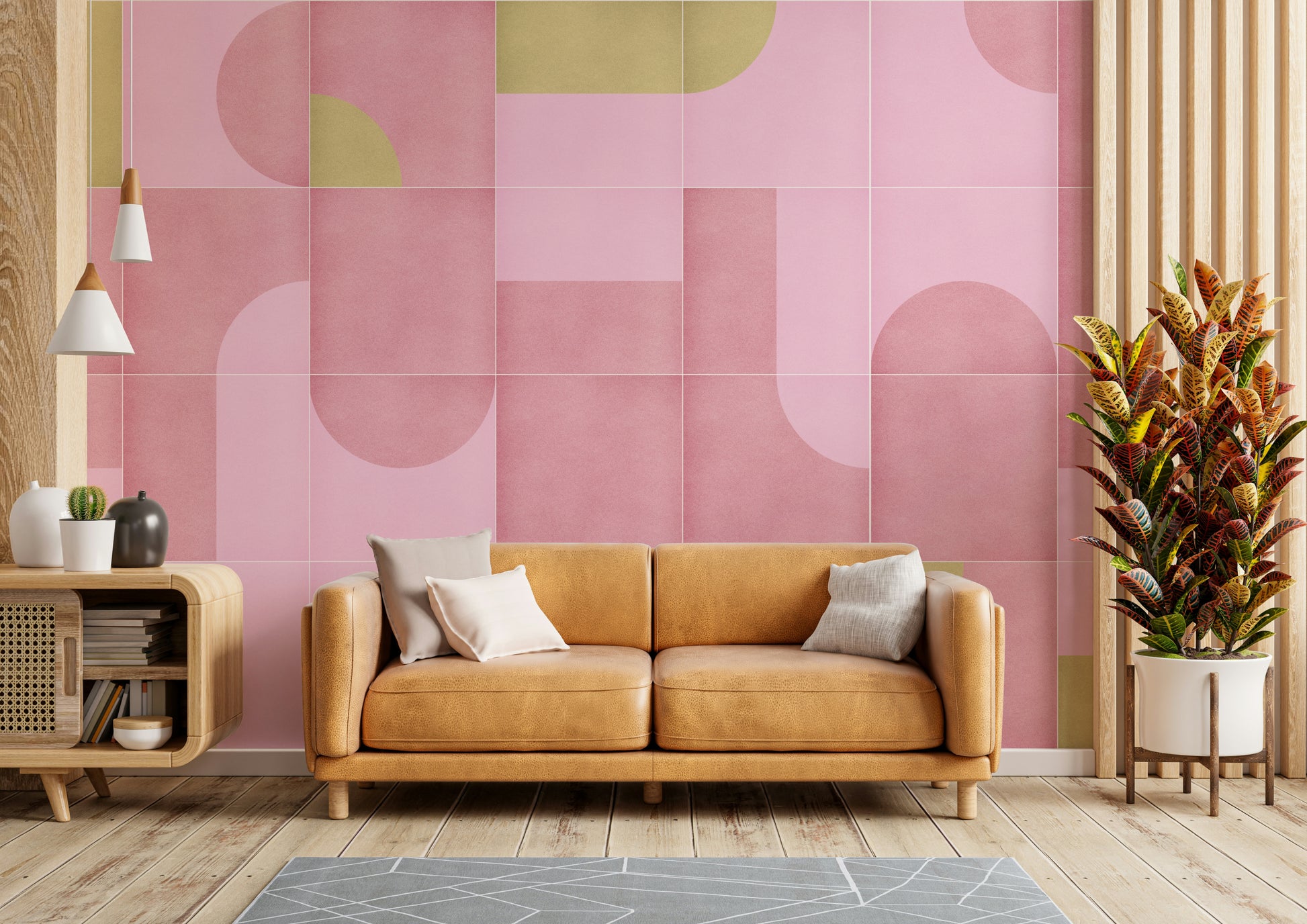 Nostalgic tile grid wall design

