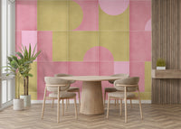 Retro tile mural with earthy tones

