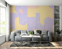 Patchwork wall mural with old-style tiles

