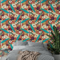 Golden backdrop with graceful birds wallpaper

