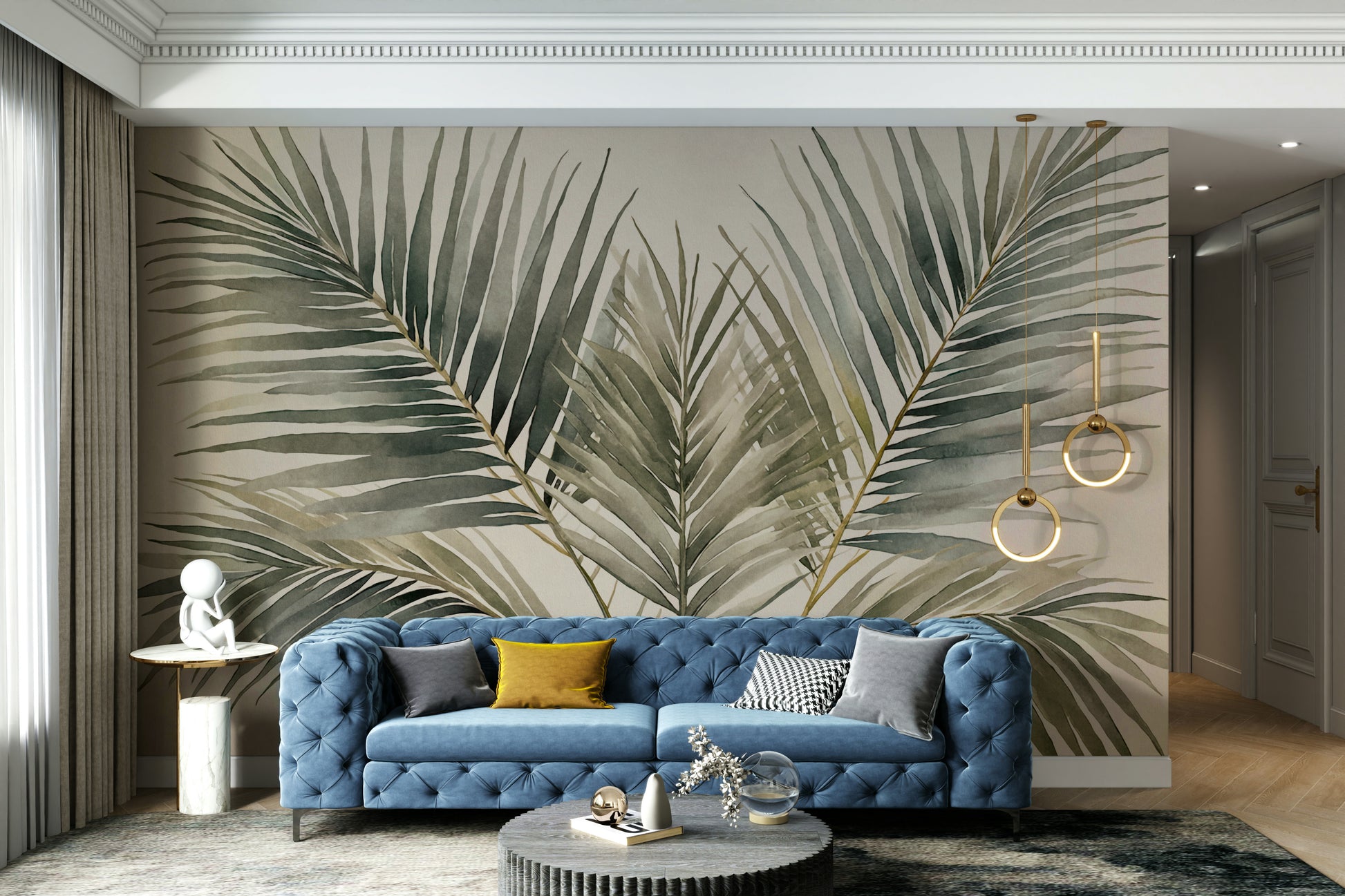 Modern palm wallpaper for living spaces

