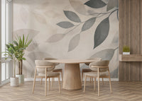 Light botanical pattern in wall mural

