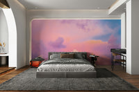Warm tone cloud mural in sunset style

