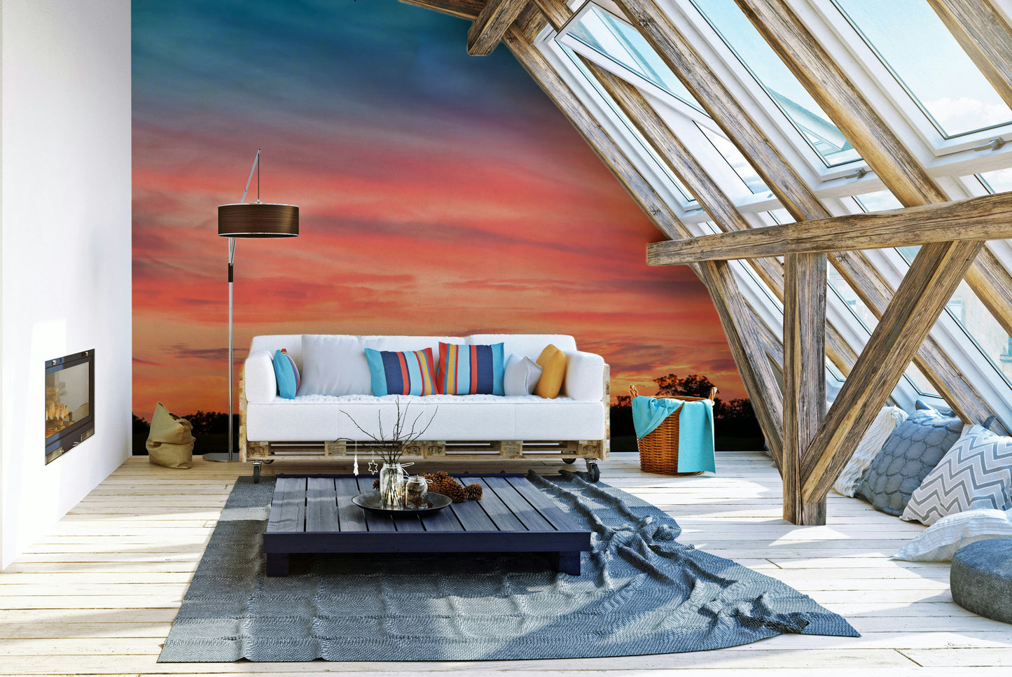 Natural countryside scene in mural design

