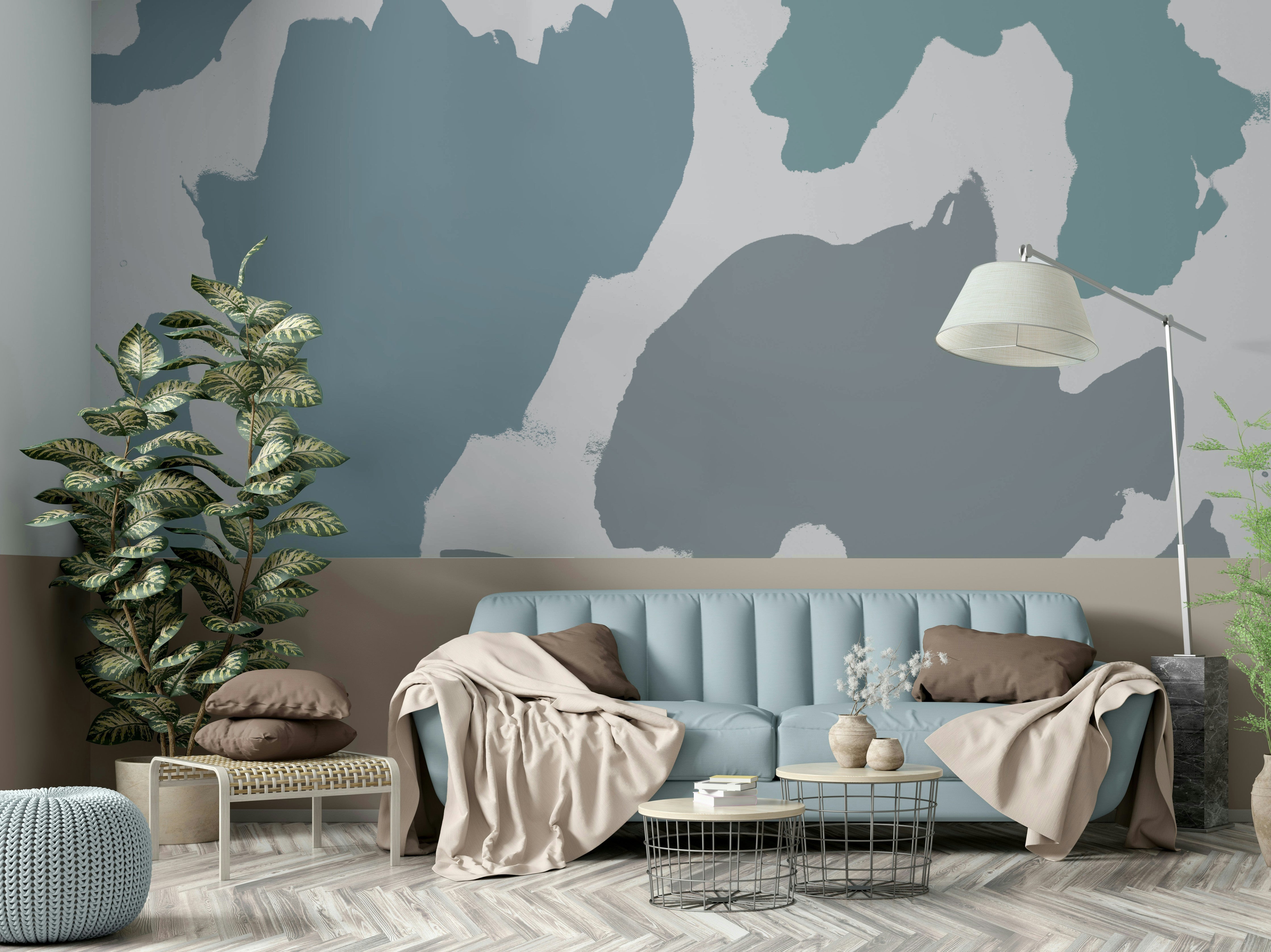 Smooth flowing mural wallpaper shapes

