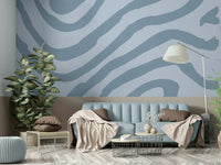 Full view of Stripes Blue wall mural

