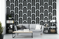 Classic black and white arches wallpaper

