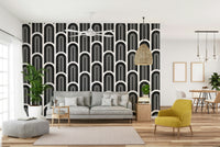 Modern black and white mural wallpaper


