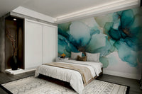 Full view of Blue Mist flower mural

