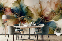 Ink brush flower wallpaper for bedrooms

