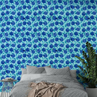 Blueberry mural wallpaper with birds

