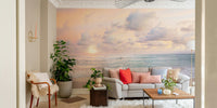 Soft sky mural wallpaper with dawn colors

