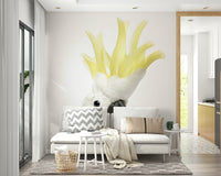 Hand-painted cockatoo perched on branches

