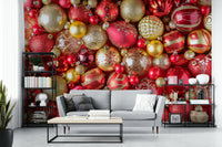 Rich red wallpaper creating depth and warmth

