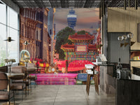 A bustling and lively city view
