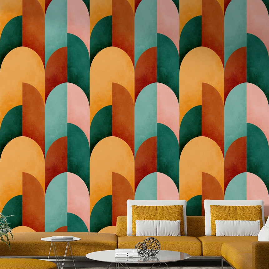 Mid Mod Geometry Sunburn Wallpaper⁠