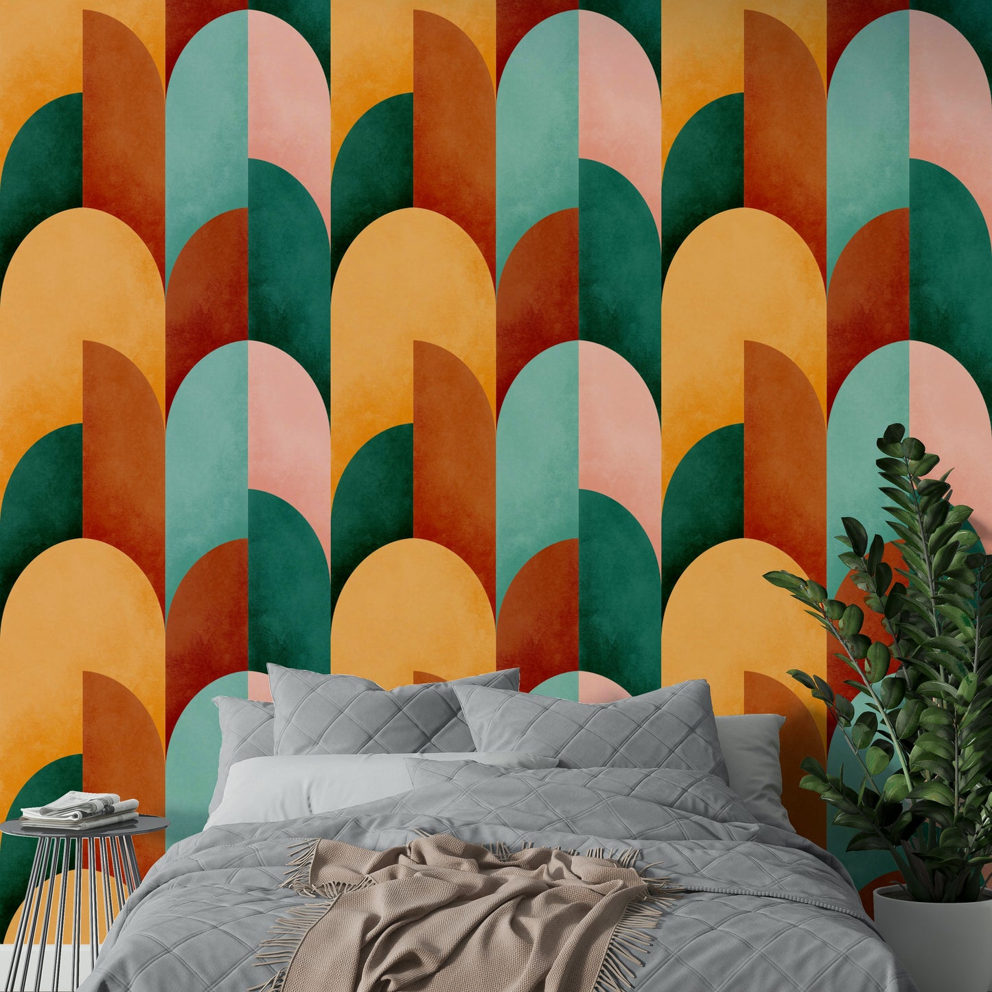 Mid Mod Geometry Sunburn Wallpaper⁠