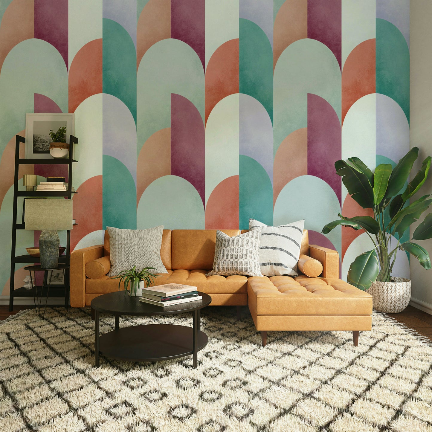 Mid Mod Geometry Sundown Wallpaper⁠