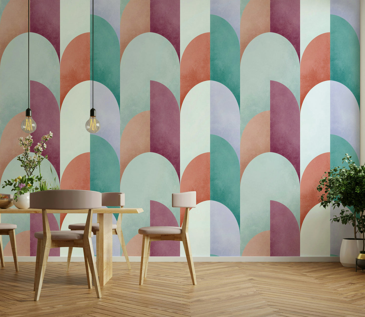 Mid Mod Geometry Sundown Wallpaper⁠