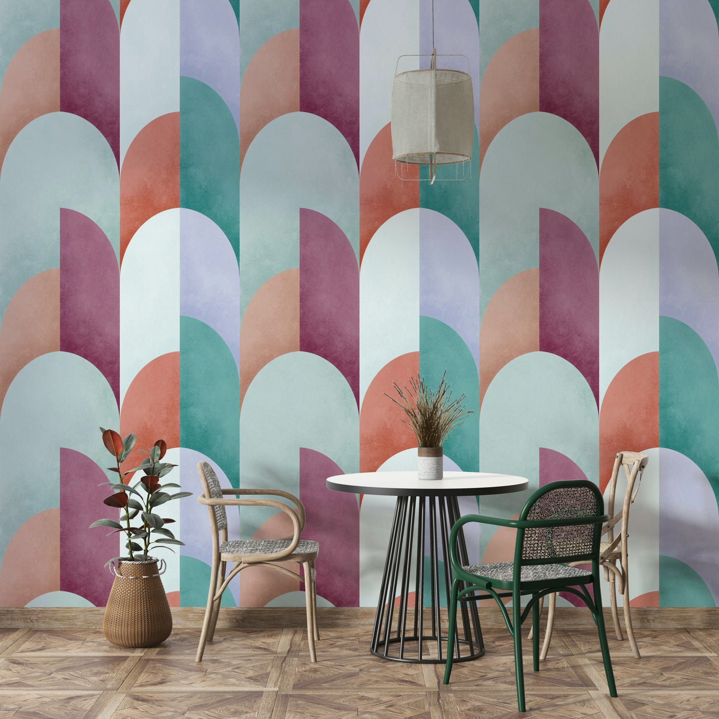 Mid Mod Geometry Sundown Wallpaper⁠