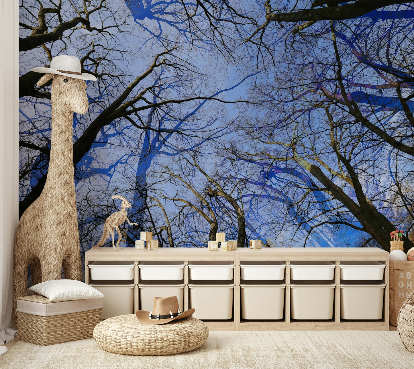 Skyward View: Abstract Tree Canopy Art Print Wall Mural