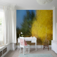 The wall mural is the main feature on a wall in a contemporary room.

