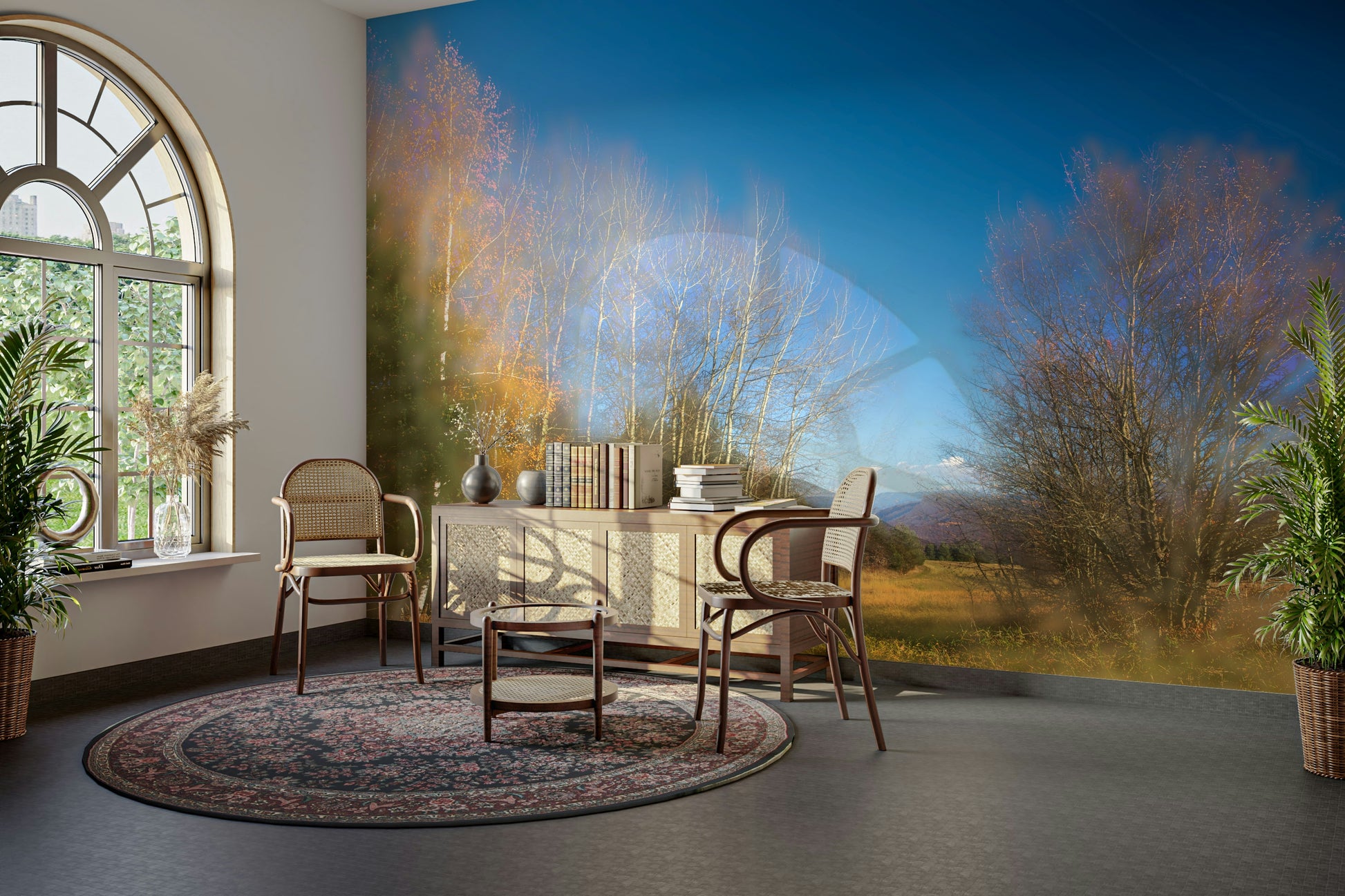 The high-resolution print shows fine details of the tree trunks and leaves.

