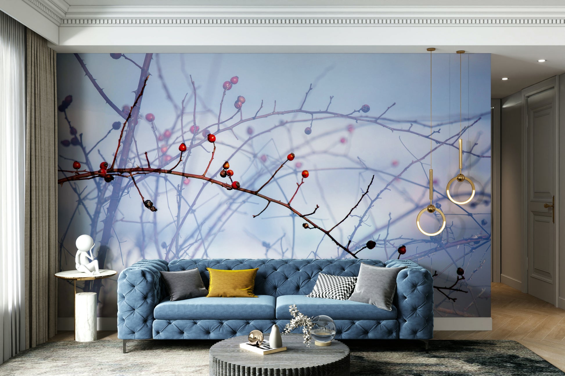 Winter-themed wall mural design
