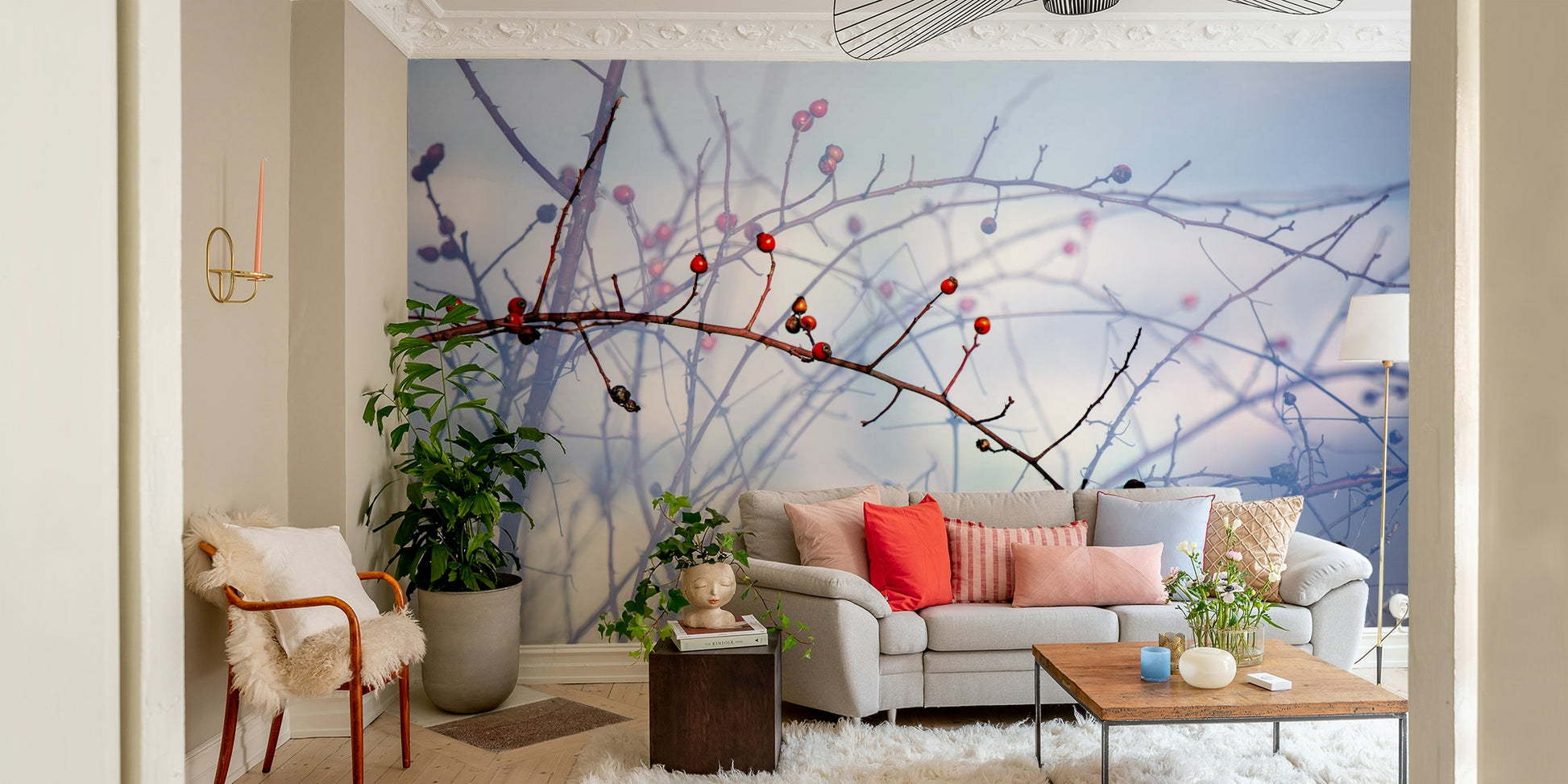 Red berries nature wall mural
