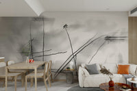 Neutral tone mural for quiet spaces
