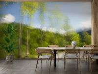 Blurred tree canopy mural wallpaper
