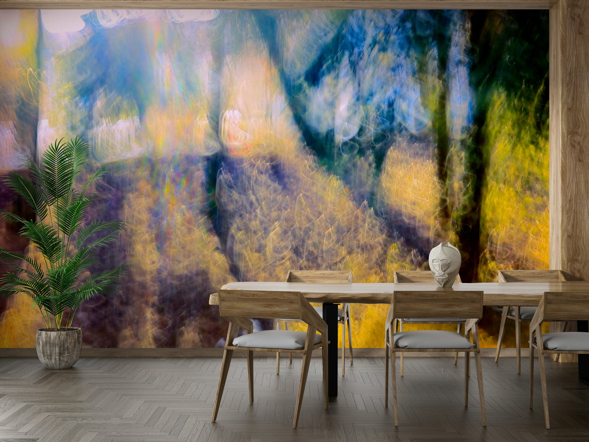 Warm toned forest wall wallpaper
