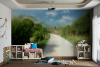 Serene pathway landscape wall mural
