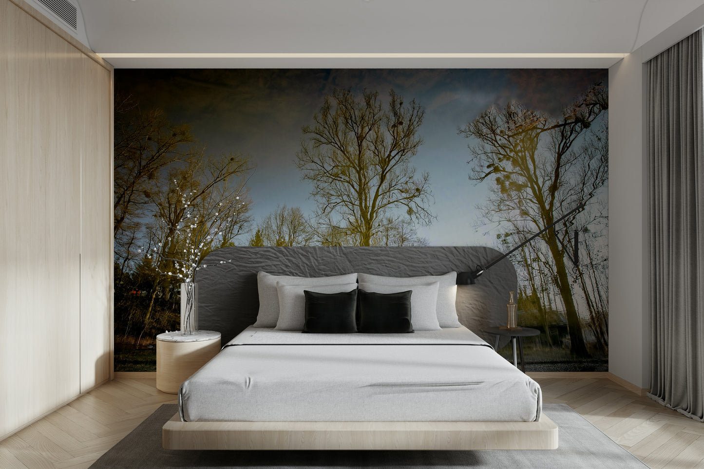 Calm waters with tree mirror image
