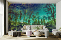 Soft mirrored trees wall art
