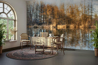 Fall trees on water wall mural
