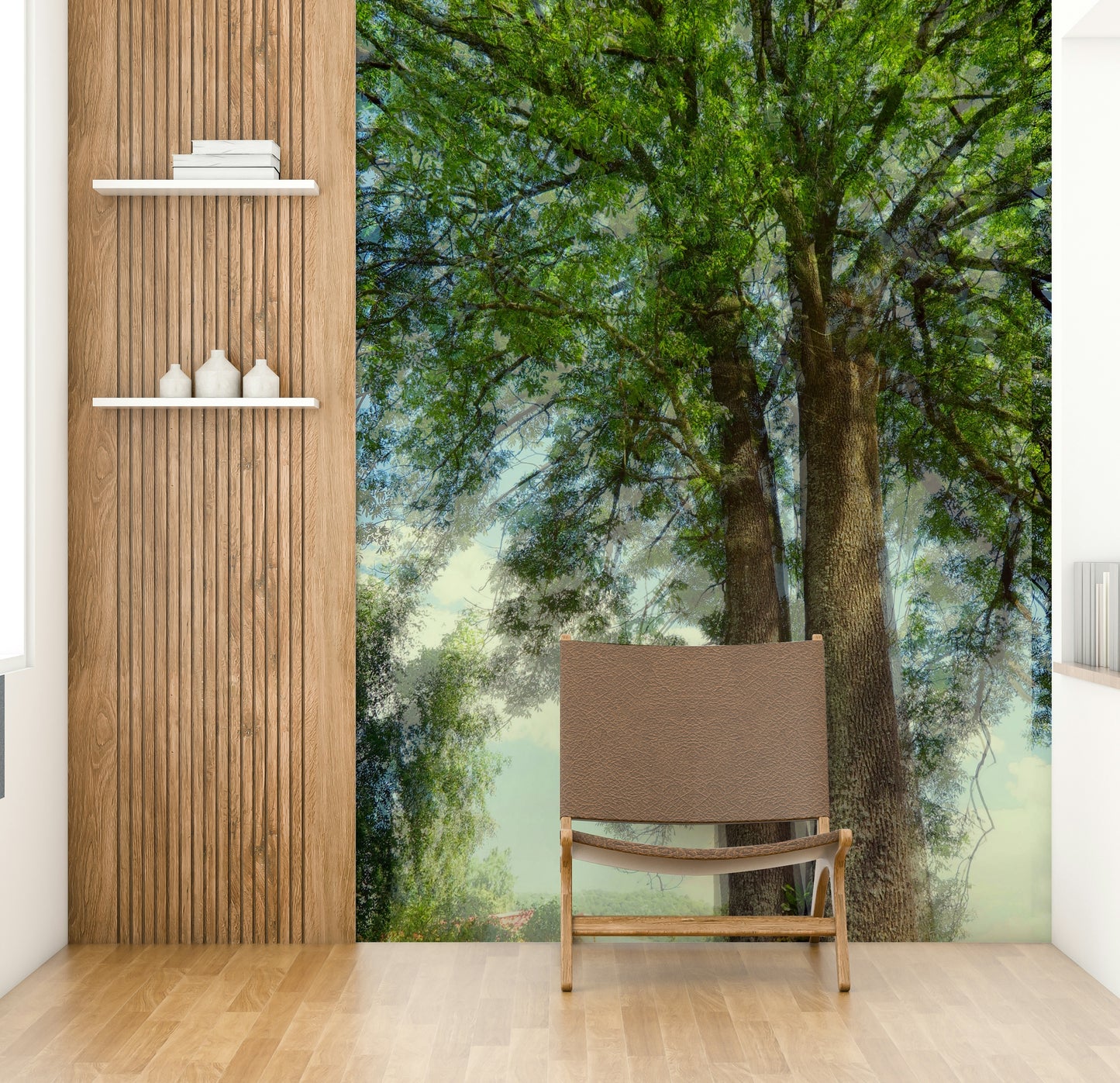 Upward view of foliage wall mural

