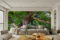 Layered leaf pattern wall mural
