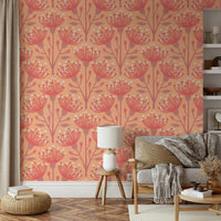 Warm botanical wall mural
