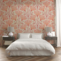 Nature-inspired peach floral wallpaper
