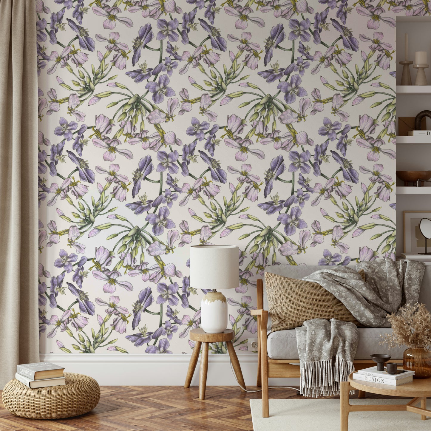 Delicate flower sketch wallpaper
