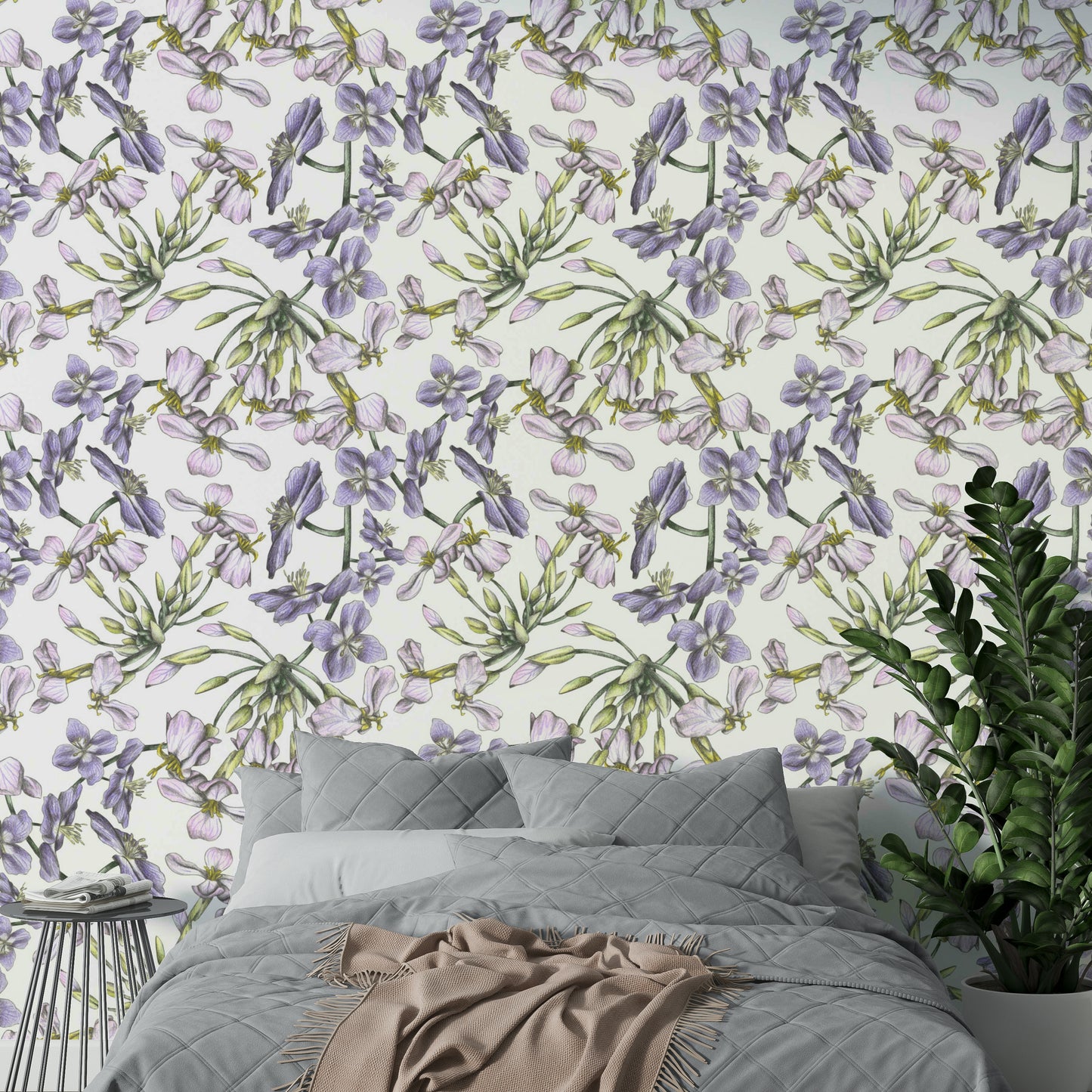 Soft purple and pink flowers design
