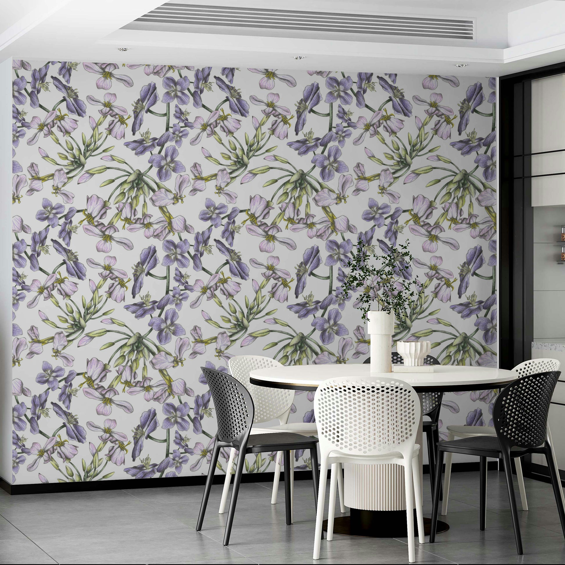 Vintage floral wallpaper mural
