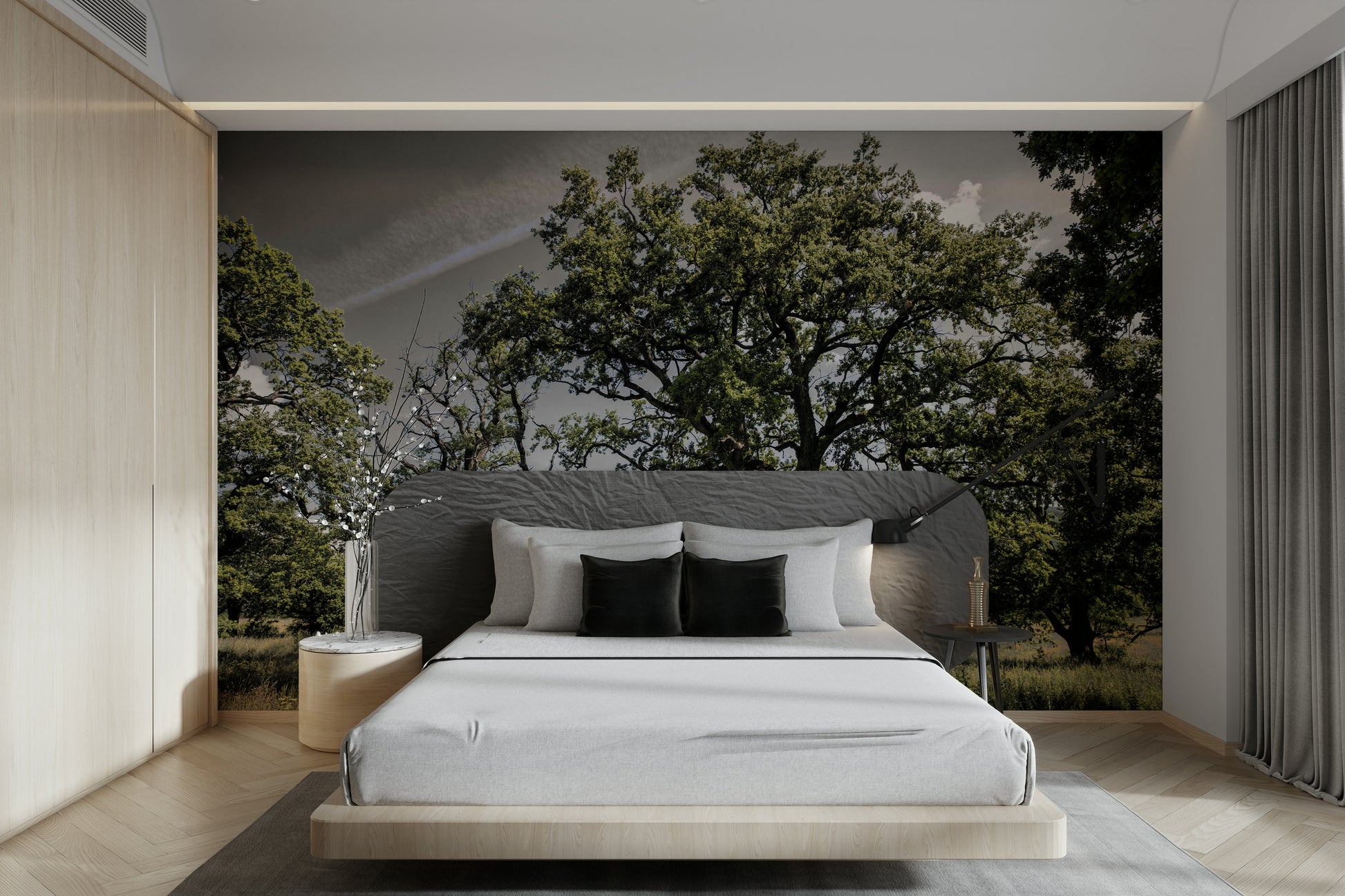 Peaceful oak grove mural wallpaper
