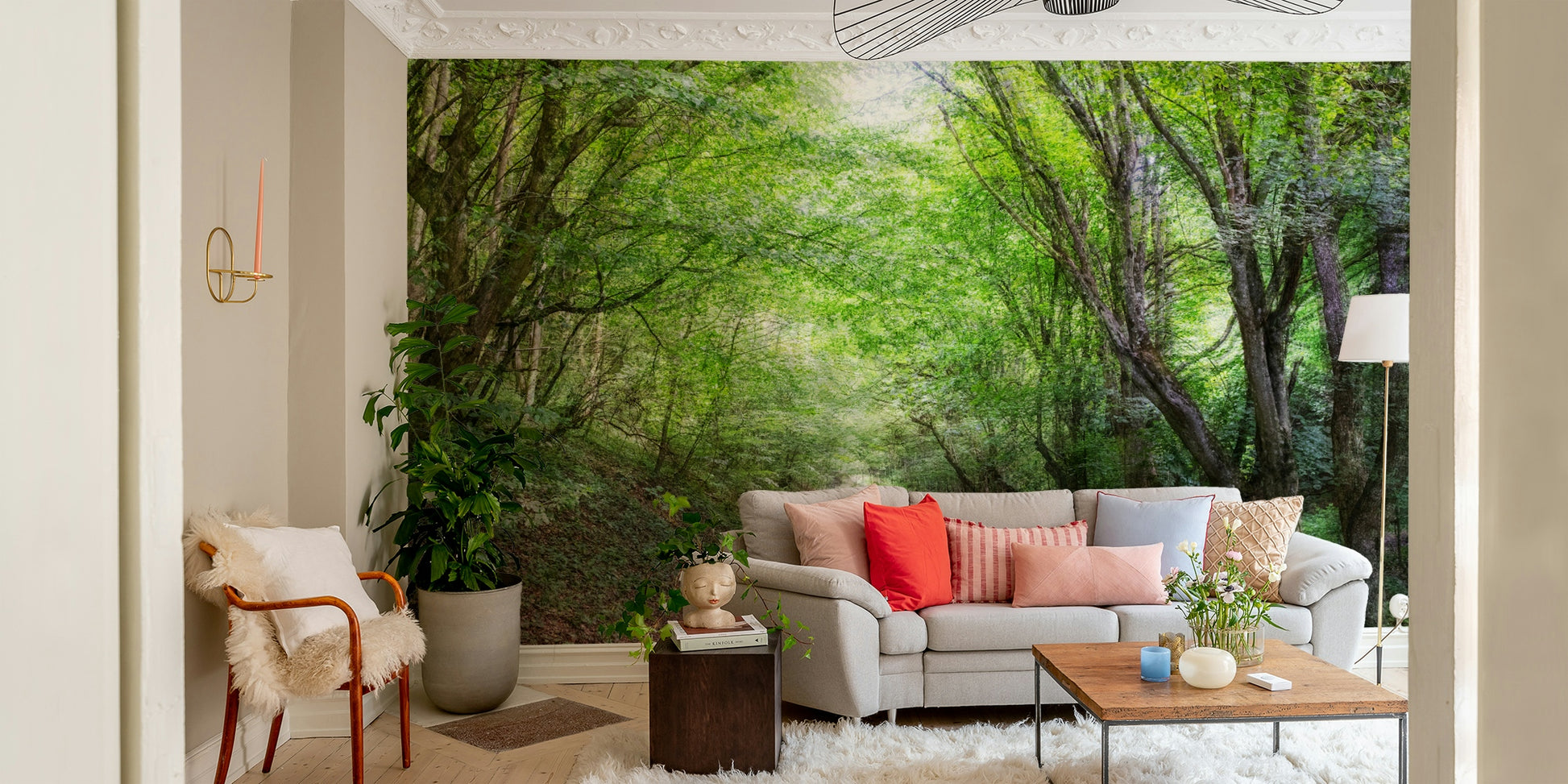 Quiet forest walk mural design
