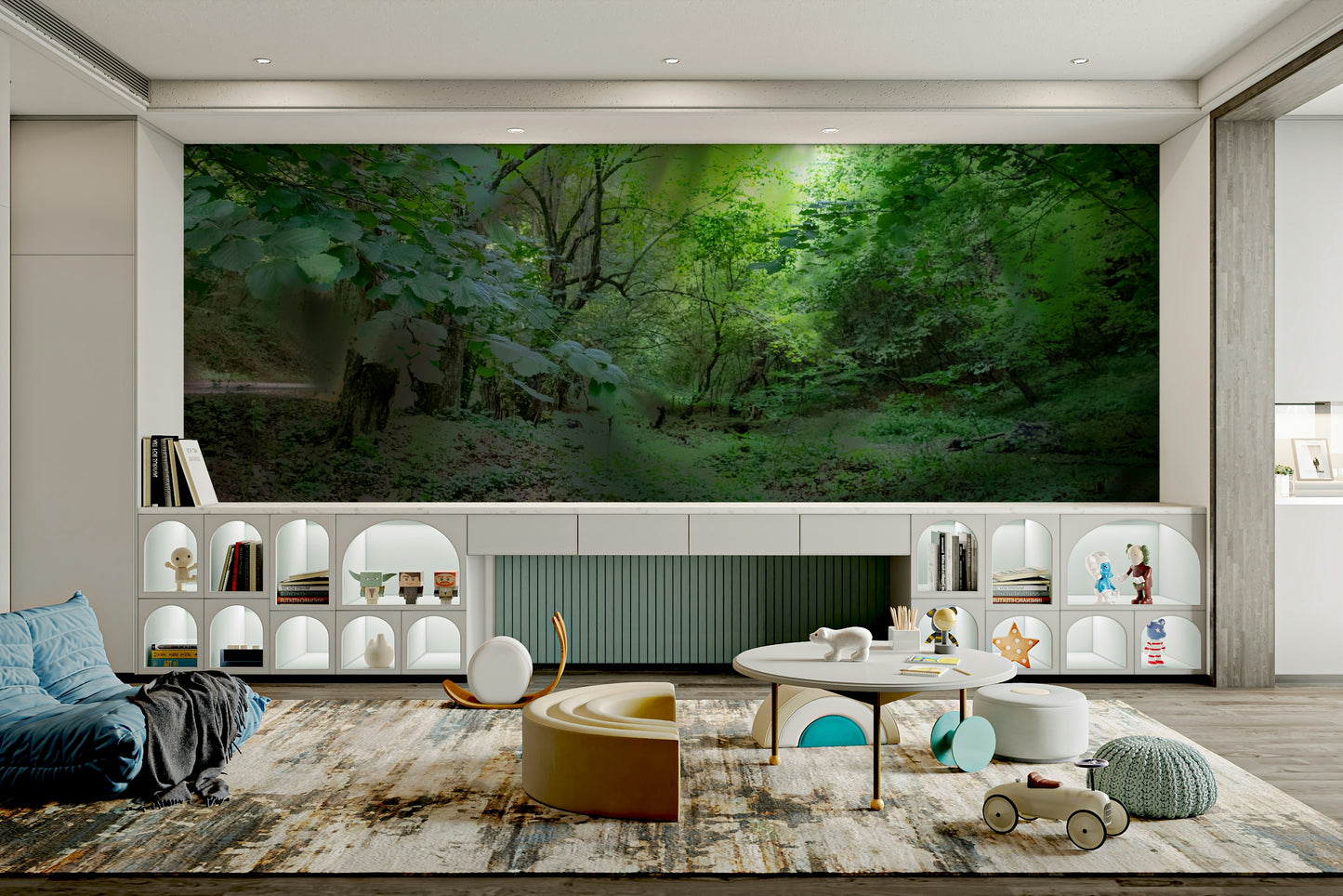 Lush woodland trail wall mural
