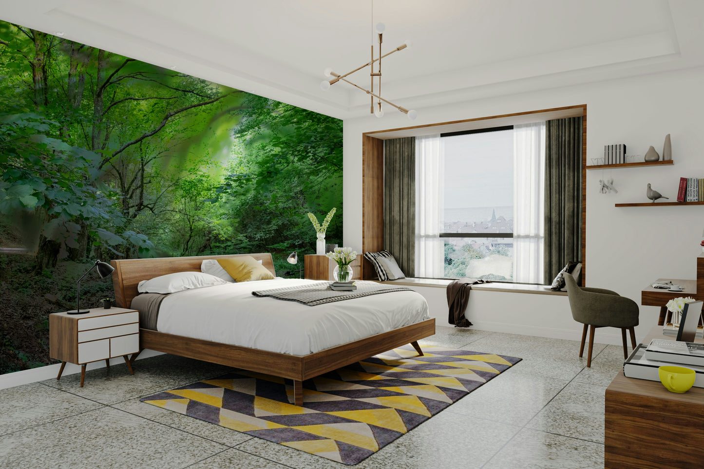 Lush Green Forest Pathway Art Print | Serene Nature Photography | Tranquil Woodland Scene Wall Mural